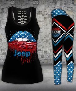 red White And Blue Stars Jeep Girl Legging And Tank Top Set