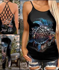 jeep Life Salty Lil Beach Criss-Cross Tanktop And Legging Set