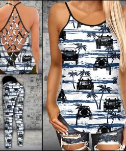 jeep Tropical Beach Criss-Cross Tanktop And Legging Set