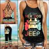 jeep Dog Retro Criss-Cross Tanktop And Legging Set