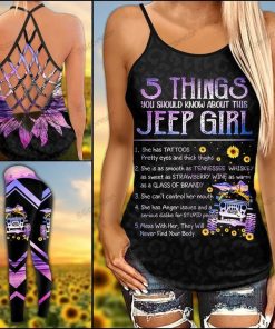 jeep Girl 5 Things Purple Criss-Cross Tanktop And Legging Set