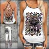 jeep Girl Leopard Pattern Criss-Cross Tanktop And Legging Set