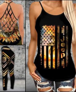 jeep Girl Sunset Criss-Cross Tanktop And Legging Set