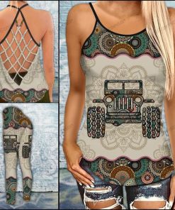 jeep Mandala Criss-Cross Tanktop And Legging Set