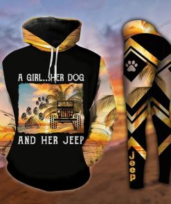 A GIRL HER DOG AND HER JEEP LEGGING AND HOODIE SET