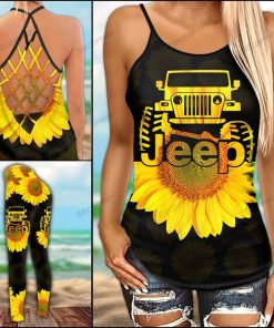 jeep Sunflower Criss-Cross Tanktop And Legging Set