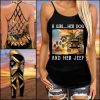 a Girl Her Dog And Her Jeep Criss-Cross Tanktop And Legging Set
