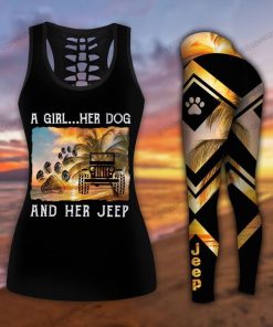 A GIRL HER DOG AND HER JEEP LEGGING AND TANKTOP SET