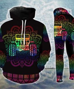 jeep Mandala Rainbow Legging And Hoodie Set
