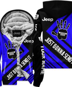 The Wave Jeep - Just Gonna Send It - Custom Name Fleece Zip Hoodie - Blue V1