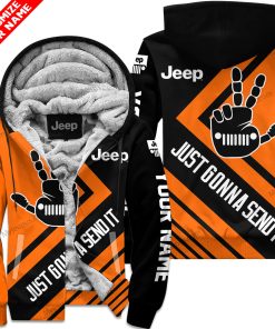 The Wave Jeep – Just Gonna Send It – Custom Name Fleece Zip Hoodie – Orange