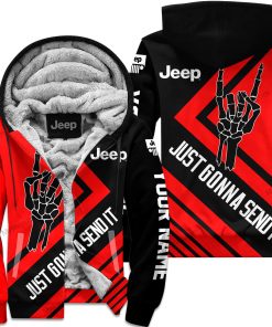 The Wave Jeep - Just Gonna Send It - Custom Name Fleece Zip Hoodie - Red V2