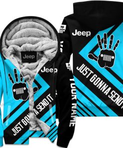 The Wave Jeep - Just Gonna Send It - Custom Name Fleece Zip Hoodie - Sky Blue V1