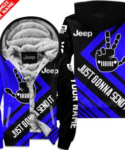The Wave Jeep – Just Gonna Send It – Custom Name Fleece Zip Hoodie – Blue