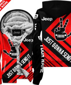 The Wave Jeep – Just Gonna Send It – Custom Name Fleece Zip Hoodie – Red