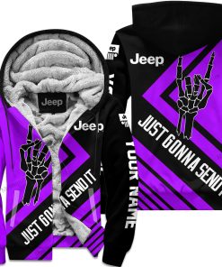 The Wave Jeep - Just Gonna Send It - Custom Name Fleece Zip Hoodie - Purple V2