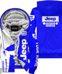 Premium Personalized Custom Name Jeep Fleece Hoodie – Blue