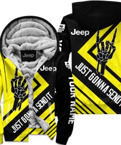 The Wave Jeep - Just Gonna Send It - Custom Name Fleece Zip Hoodie - Yellow V2