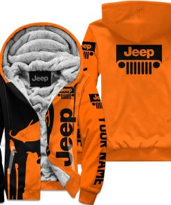 Premium Personalized Custom Name Jeep Fleece Hoodie – Orange V1