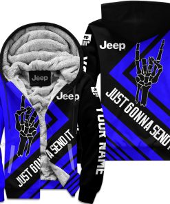 The Wave Jeep - Just Gonna Send It - Custom Name Fleece Zip Hoodie - Blue V2