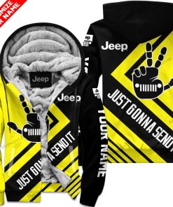 The Wave Jeep – Just Gonna Send It – Custom Name Fleece Zip Hoodie – Yellow