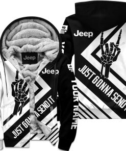 The Wave Jeep - Just Gonna Send It - Custom Name Fleece Zip Hoodie - White V2