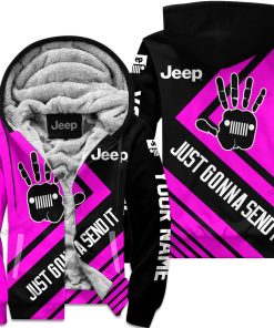 The Wave Jeep - Just Gonna Send It - Custom Name Fleece Zip Hoodie - Pink V1