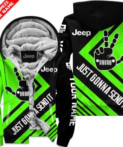 The Wave Jeep – Just Gonna Send It – Custom Name Fleece Zip Hoodie – Green