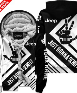 The Wave Jeep – Just Gonna Send It – Custom Name Fleece Zip Hoodie – White