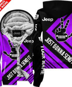 The Wave Jeep – Just Gonna Send It – Custom Name Fleece Zip Hoodie – Purple