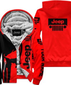 Premium Personalized Custom Name Jeep Fleece Hoodie – Red V1