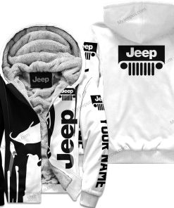Premium Personalized Custom Name Jeep Fleece Hoodie – White V1