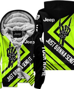The Wave Jeep - Just Gonna Send It - Custom Name Fleece Zip Hoodie - Neon V2