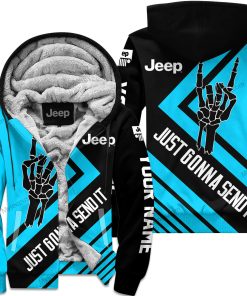 The Wave Jeep - Just Gonna Send It - Custom Name Fleece Zip Hoodie - Sky Blue V2