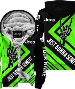 The Wave Jeep - Just Gonna Send It - Custom Name Fleece Zip Hoodie - Green V2