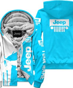 Premium Personalized Custom Name Jeep Fleece Hoodie – Sky Blue