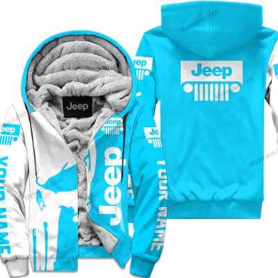 Premium Personalized Custom Name Jeep Fleece Hoodie – Sky Blue