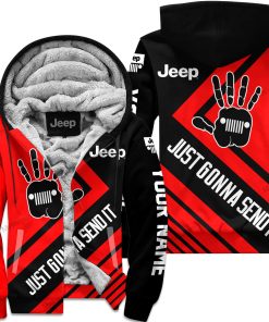 The Wave Jeep - Just Gonna Send It - Custom Name Fleece Zip Hoodie - Red V1