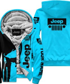 Premium Personalized Custom Name Jeep Fleece Hoodie – Sky Blue V1