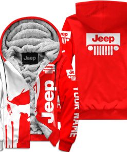Premium Personalized Custom Name Jeep Fleece Hoodie – Red