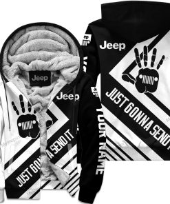 The Wave Jeep - Just Gonna Send It - Custom Name Fleece Zip Hoodie - White V1