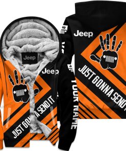 The Wave Jeep - Just Gonna Send It - Custom Name Fleece Zip Hoodie - Orange V1