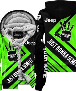 The Wave Jeep - Just Gonna Send It - Custom Name Fleece Zip Hoodie - Green V1