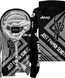 The Wave Jeep - Just Fkcn Send It - Custom Name Fleece Zip Hoodie - Grey V2