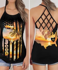 Jeep American Map Beach Cross Tank Top – Legging 3d #16721v
