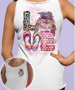 Love Jeep Pink White Tank Top – Legging 3D