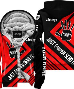 The Wave Jeep - Just Fkcn Send It - Custom Name Fleece Zip Hoodie - Red V1