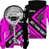 The Wave Jeep - Just Fkcn Send It - Custom Name Fleece Zip Hoodie - Pink V2