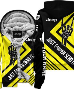 The Wave Jeep - Just Fkcn Send It - Custom Name Fleece Zip Hoodie- Yellow V2