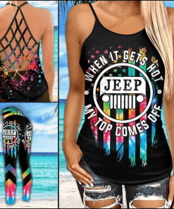 Jeep Girl Tie Dye Flag When It Gets Hot My Top Comes Off Cross Tank Top – Legging 3d